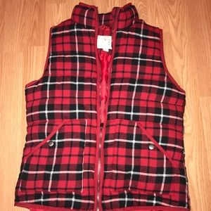 Plaid puffer vest